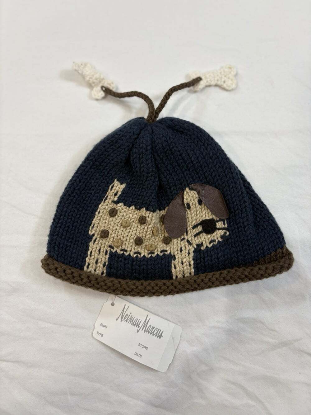Art Walk Woof Woof Knit Baby Hat, Blue Size 6 Months